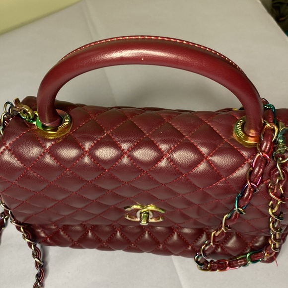 Vintage chanel CoCo medium burgundy purse - Picture 4 of 16